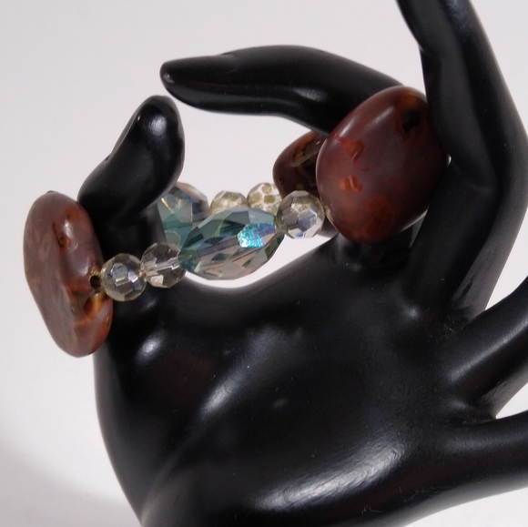 Bracelet Brown Clear Iridescent Bead Iridescent - Picture 3 of 5